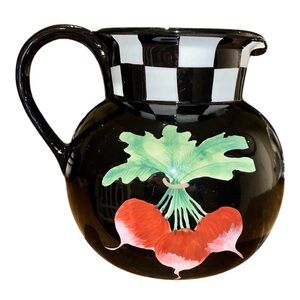 Vintage Ceramic Pitcher/Base by Stephanie Stouffer Collection 7” Cottage Core